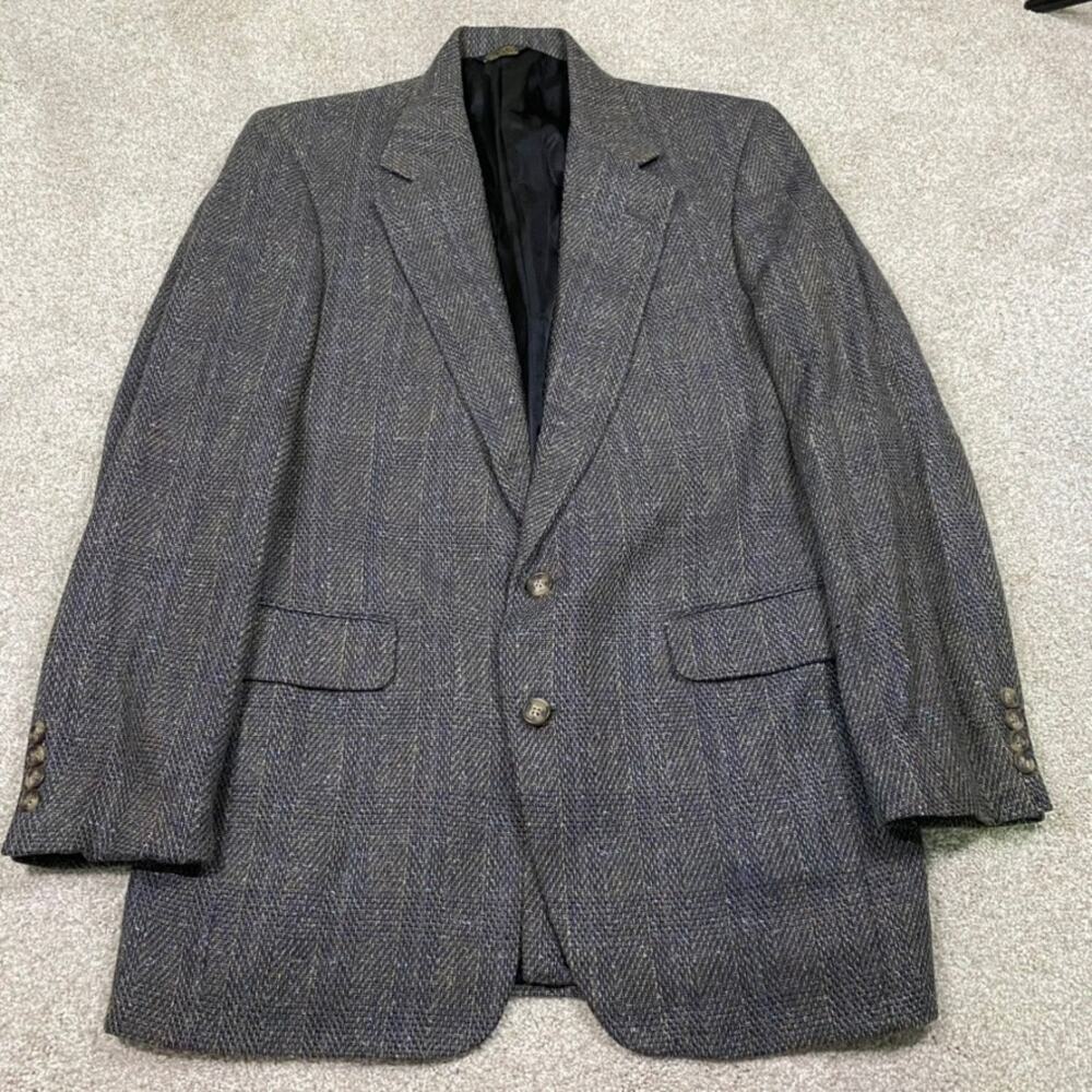 VTG Corbin Jacket Mens 44R Grey Flecked Herringbone Blazer Academia Ivy Prep